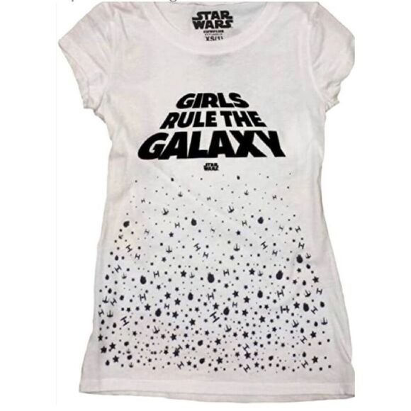 Junior Womens Star Wars Girls Rule Shirt The Galaxy - Sz M 7/9 - Picture 1 of 2